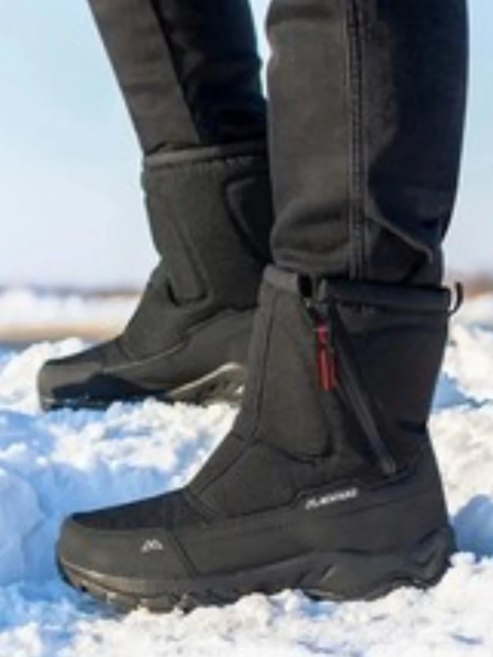 Men's Black Insulated Snow & Rain Boots with Side Zip